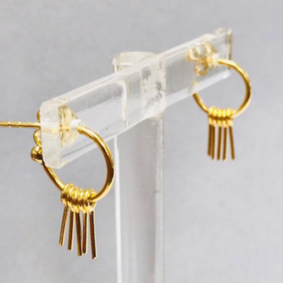 Spike Dangle Dainty Gold Vermeil Hoops-Boutique